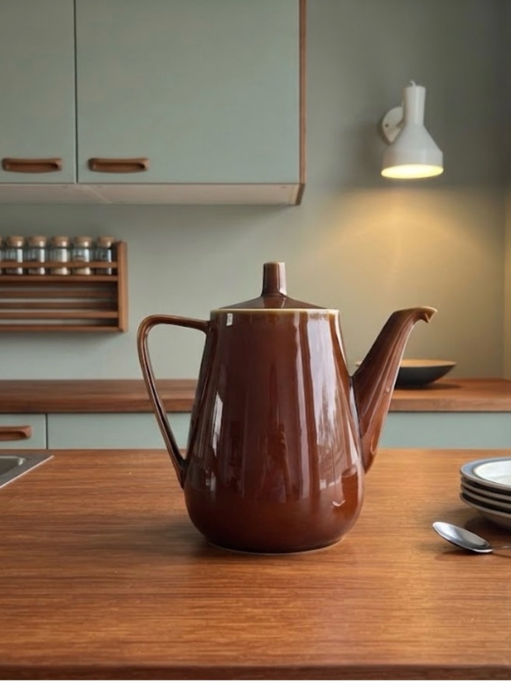 Villeroy & Boch Vintage Mid-Century Modern Brown Ceramic Coffee Pot